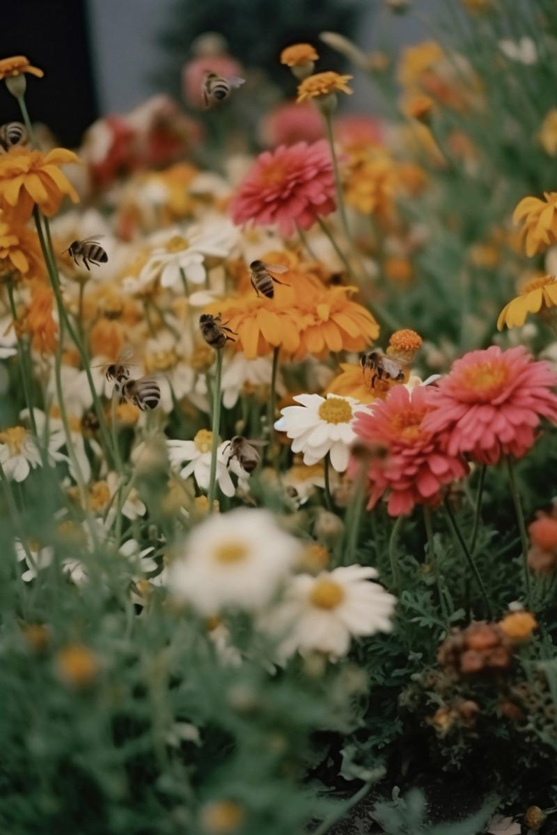 Bruce Eesly. Un essaim d'abeilles attiré par des fleurs sauvages au Hammerhof